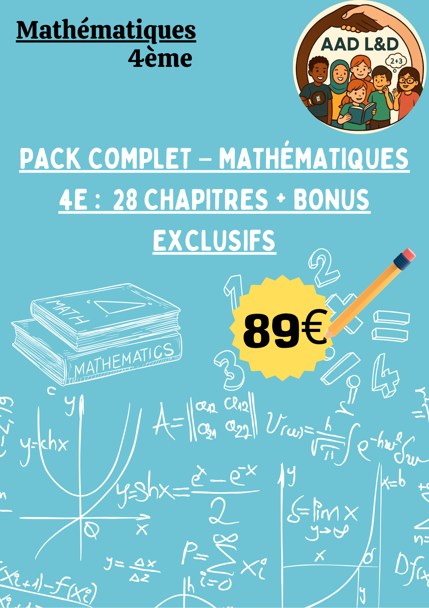 đPack Complet IntĂ©gral â Maths 4e : 28 chapitres + Bonus exclusifs