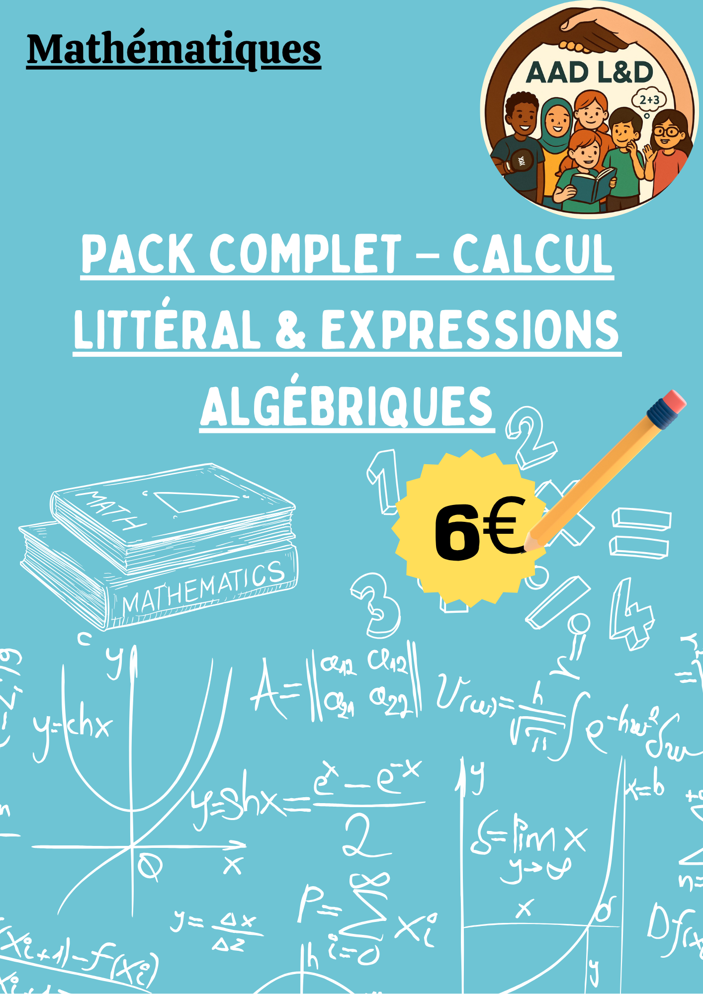 🔢حزمة كاملة - حساب التفاضل والتكامل الحرفي والتعابير الجبرية للصف الثالث