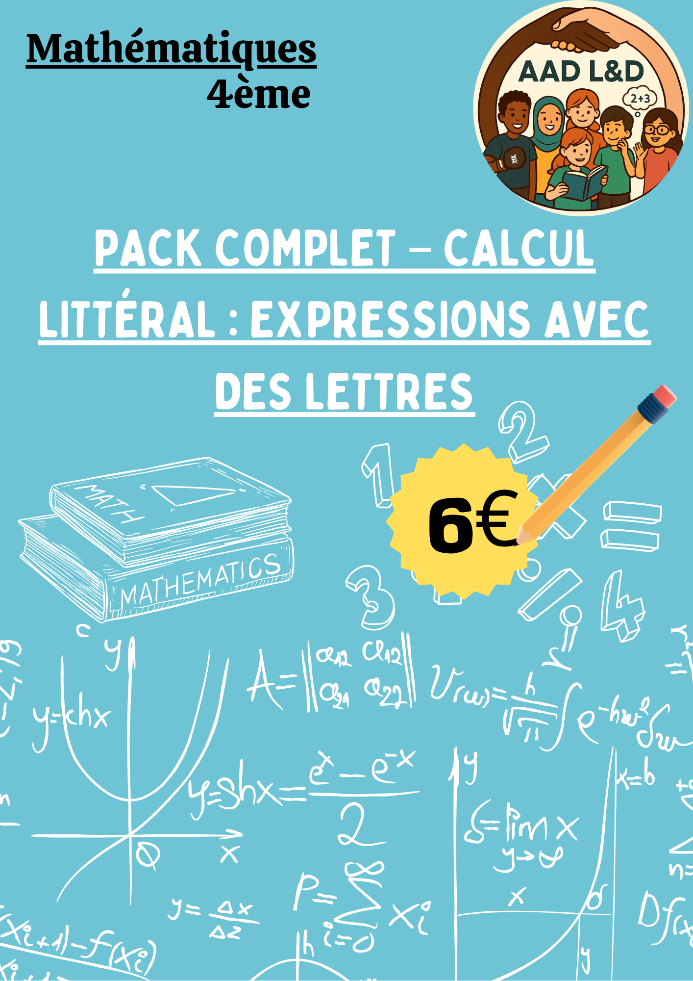 📐 Pack complet – Calcul littéral : expressions avec des lettres – 4e