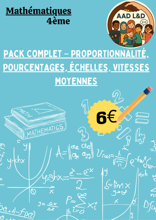 📐 Pack complet – Proportionnalité, pourcentages, échelles et vitesses moyennes – 4e