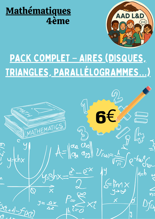 📐 Pack complet – Aires : disques, triangles, parallélogrammes… – 4e