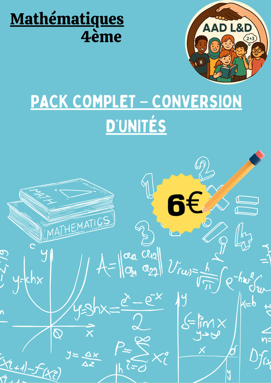 📐 Pack complet – Conversions d’unités : longueurs, aires, volumes, masses… – 4e
