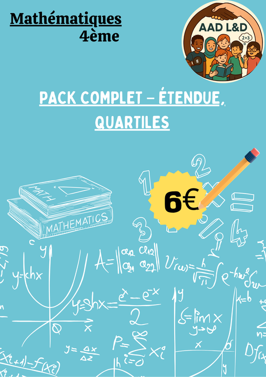 📐 Pack complet – Étendue & Quartiles : analyser une série statistique – 4e