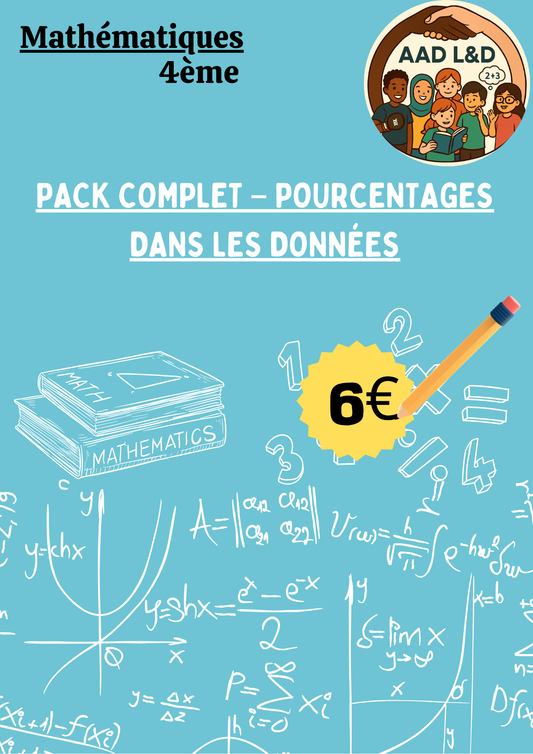📐 Pack complet – Pourcentages dans les données : calculs et interprétations – 4e