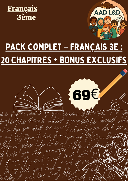 Pack Complet Intégral   – Français 3e : 20 fiches + Bonus exclusifs
