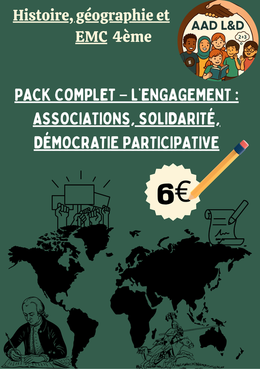 📚 Pack complet – L’engagement : associations, solidarité, démocratie participative – 4e