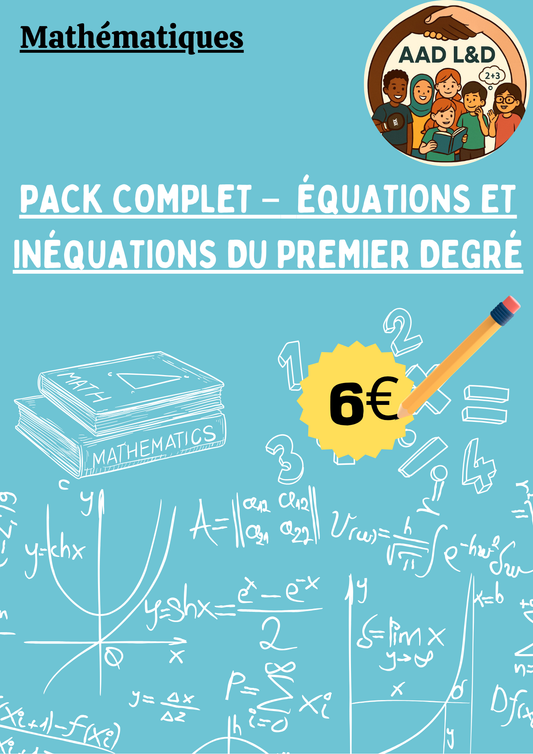 🔢Pack Complet – Équations & Inéquations du 1er degré 3e
