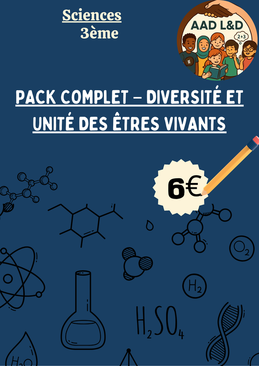 Pack Complet – Diversité et unité des êtres vivants 3e