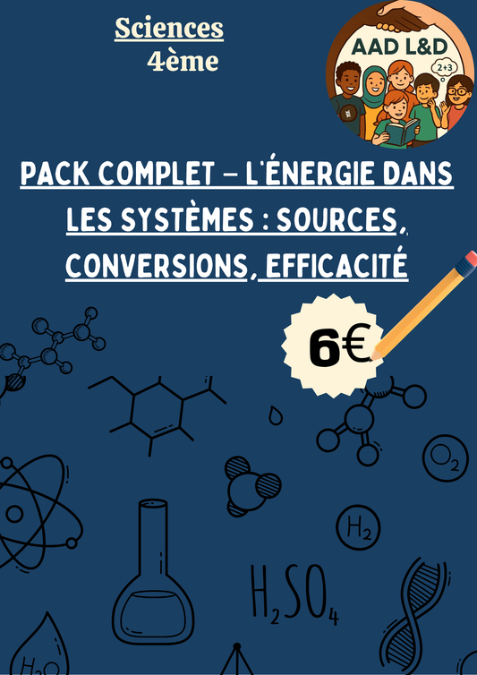 🔋 Pack complet – L’énergie dans les systèmes : sources, conversions, efficacité – 4e